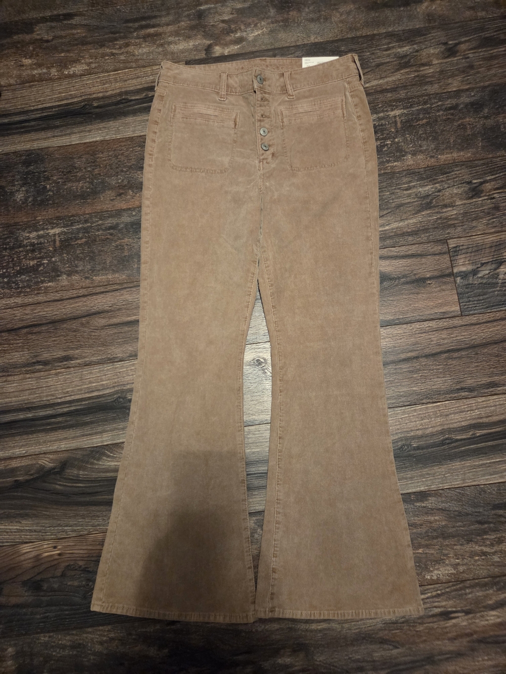 American Eagle Outfitters High-Rise Wide Leg Corduroy Pants in Tan
